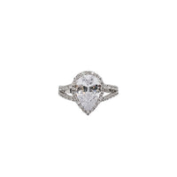 Zirconia Pear Cut Engagement Ring (Silver)