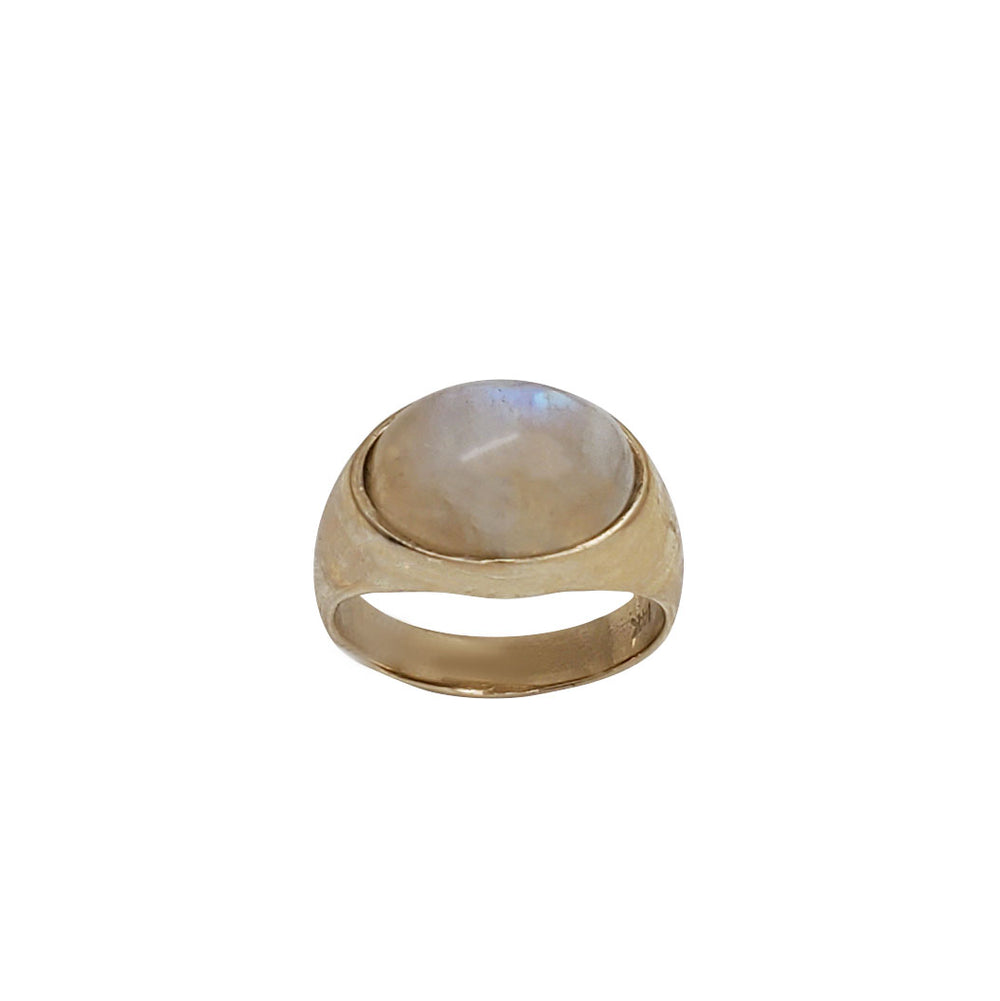 Oval Moonstone Signet Ring (14K)