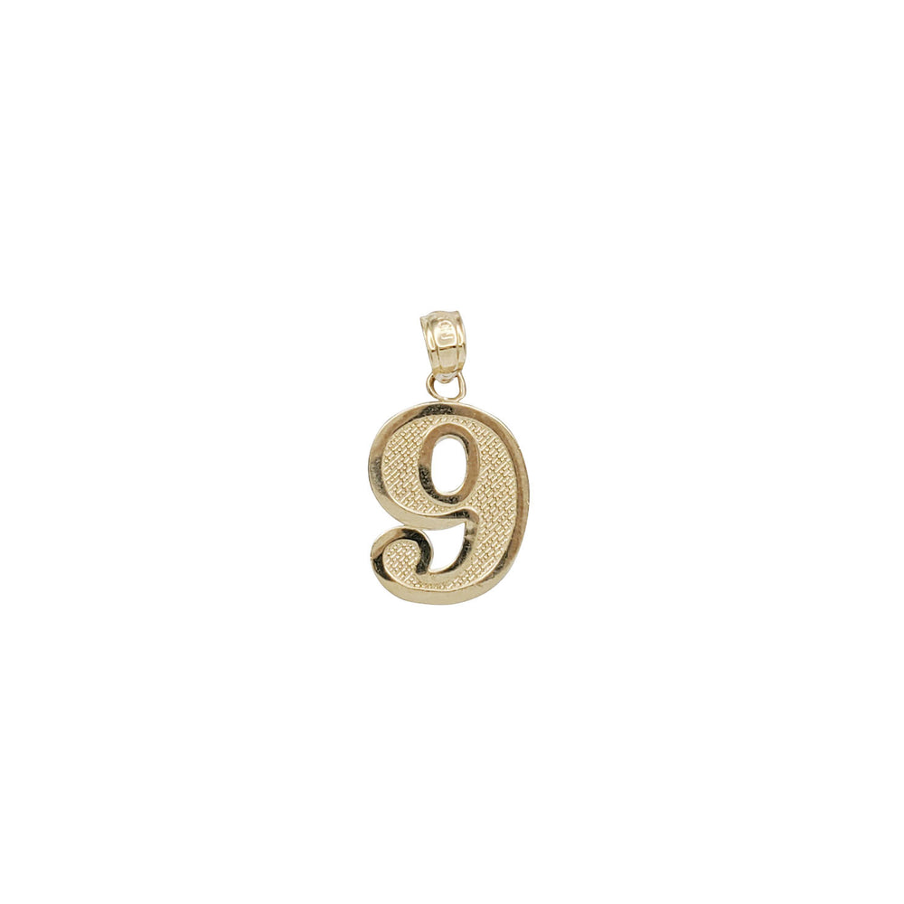 Textured Number 9 Pendant (14K)