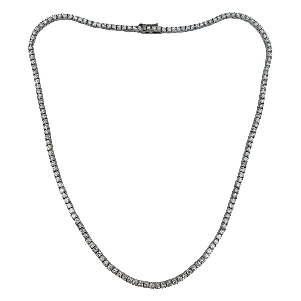[17.8cts] White Gold Lab-Diamond Tennis Necklace (14K)