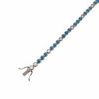 Bezel Turquoise Color Stone Tennis Bracelet (Silver)