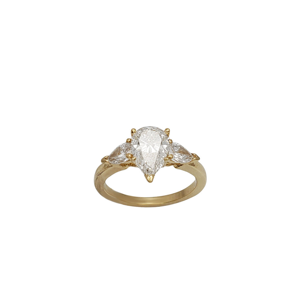 1.52ctw Pear Lab Grown Diamond Three-Stone Engagement Ring (14K)