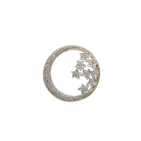 Two Tone Diamond Moon and Star Pendant (10K)