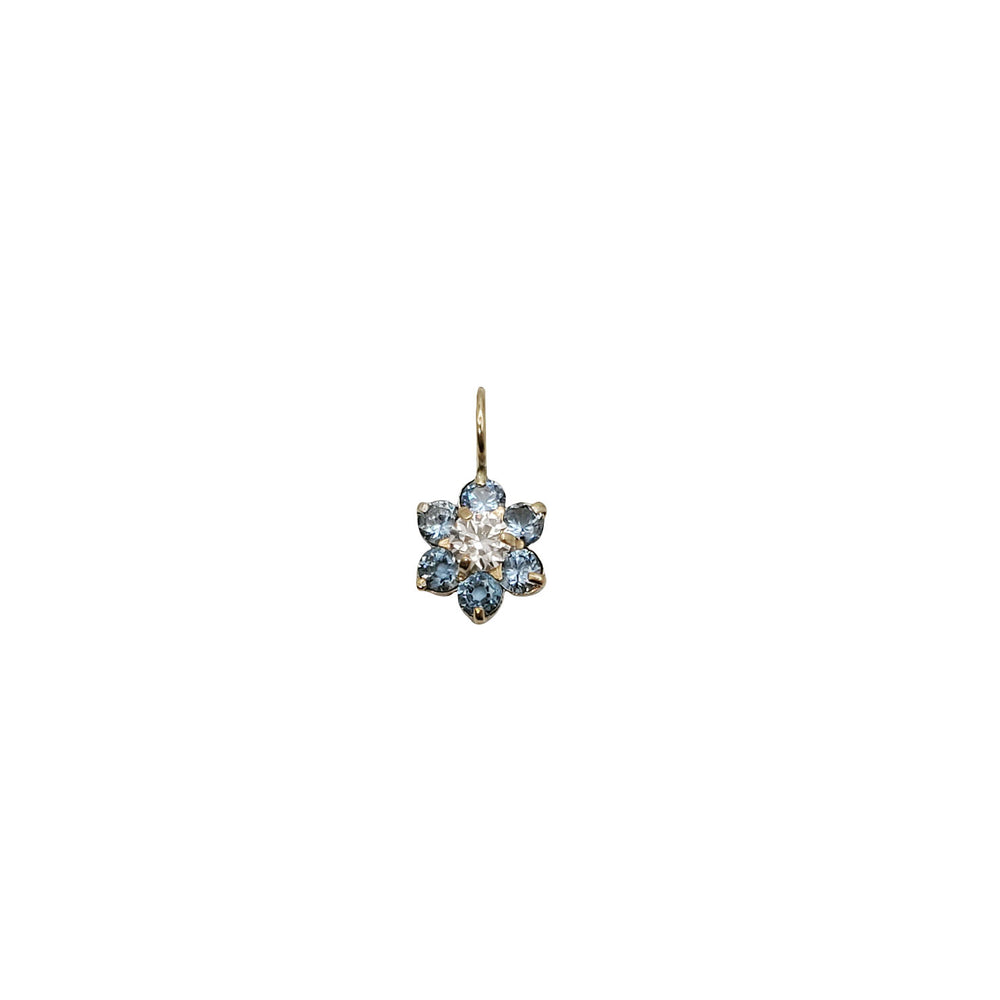 Blue Zirconia Flower Pendant (14K)