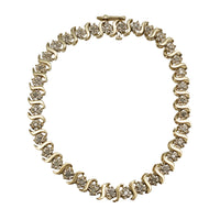 Two Tone Swirl Link Diamond Tennis Bracelet (14K)