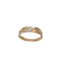 Two Tone Diamond Wedding Band Ring (10K)
