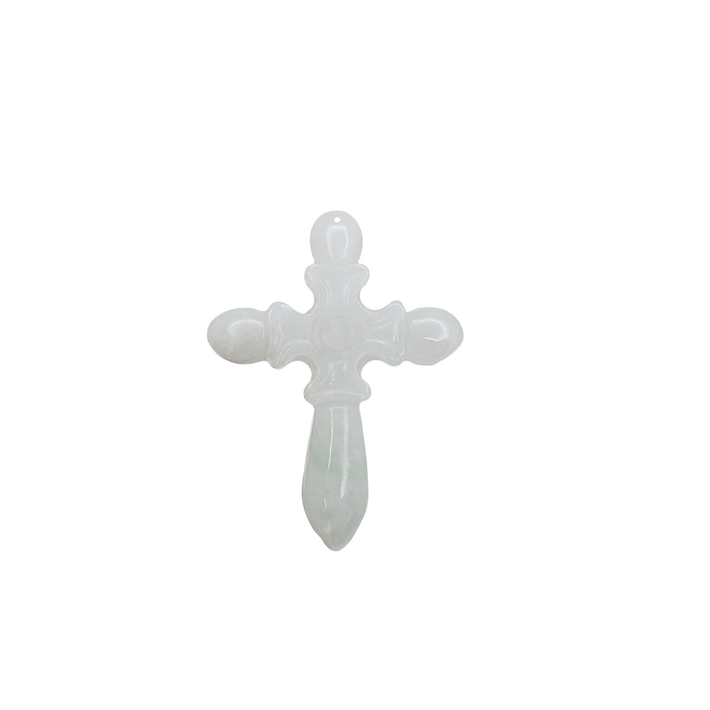 Green Jade Cross Pendant (14K)