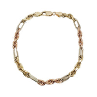 Tricolor Solid Milano Bracelet (14K)