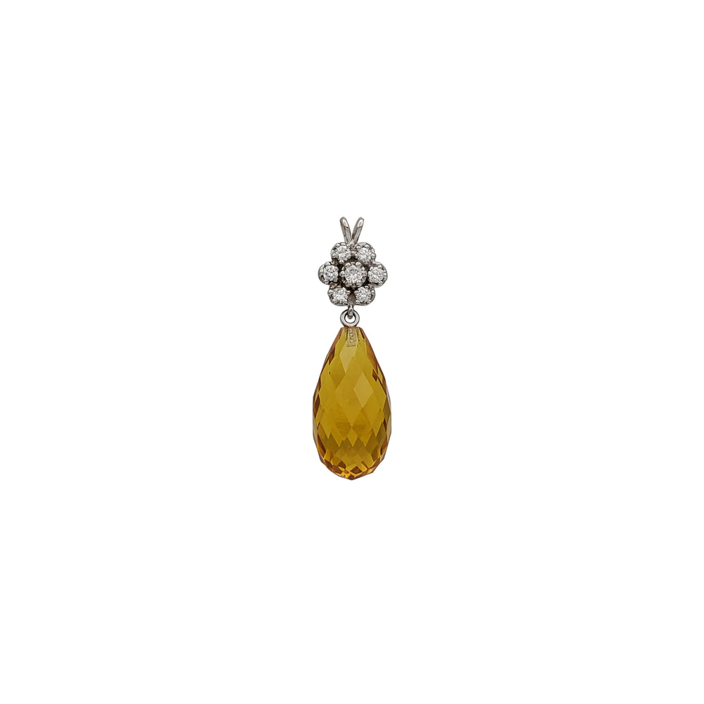 Diamond Flower Teardrop Pendant (10K)