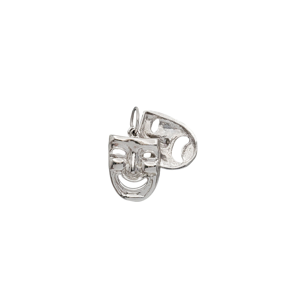 3-D Reversible Comedy & Tragedy Mask Pendant (Silver)