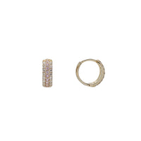 Pink & White Zirconia Huggie Earrings (14K)