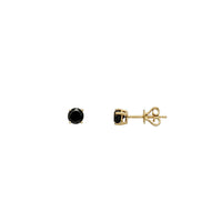 Yellow Gold Black Diamond Solitaire Stud Earrings (14K)