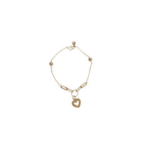 CZ Heart Charm Bracelet (14K)