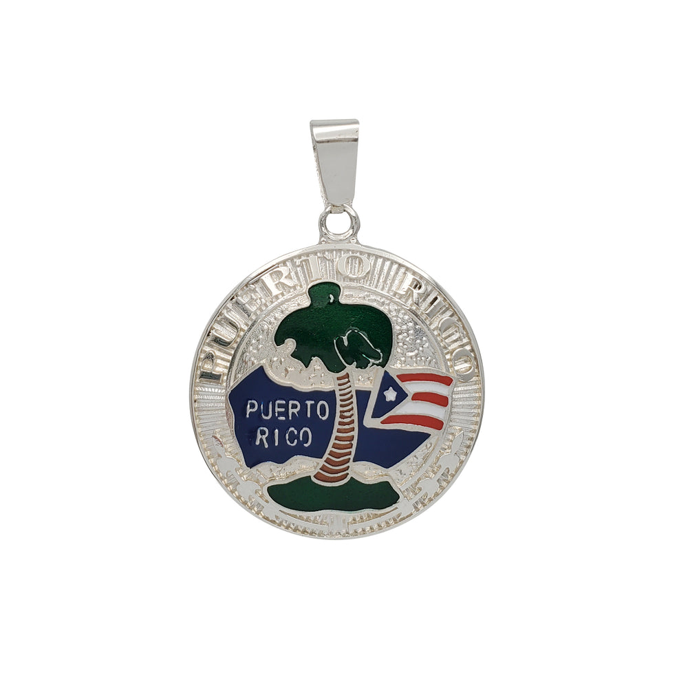 Enamel "Puerto Rico" Country Pendant (Silver)