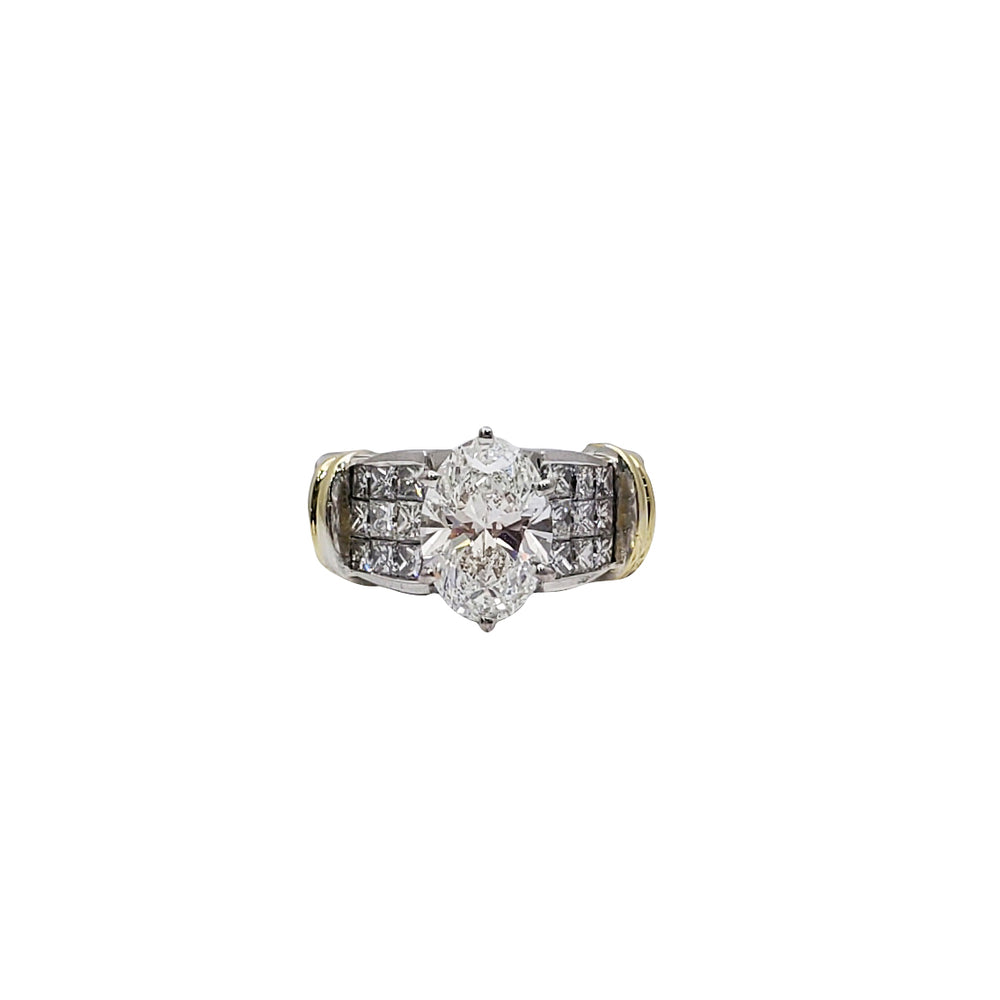 Marquise Lab Grown Diamond Two Tone Engagement Ring (18K)