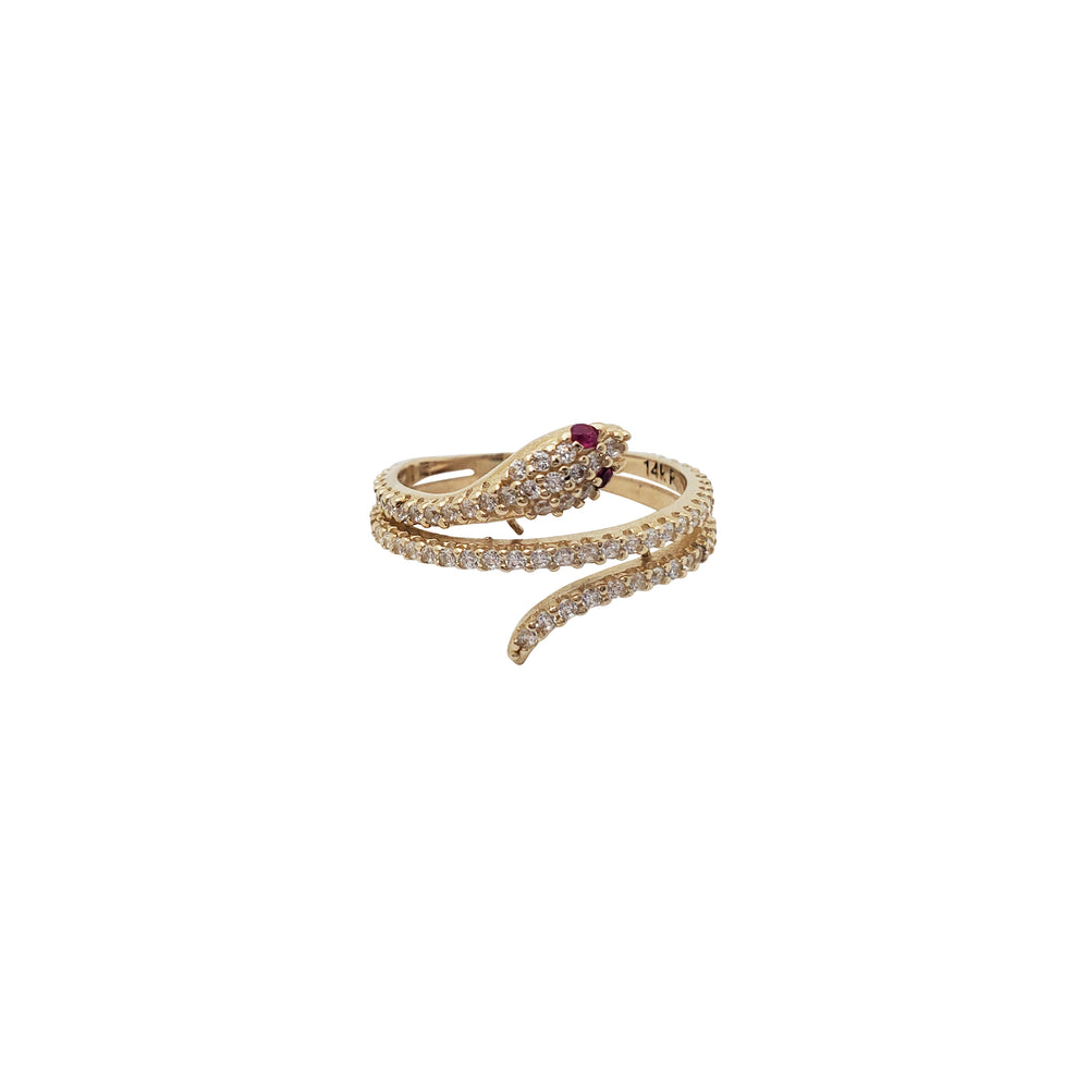 Snake Wrap Around CZ Ring (14K)
