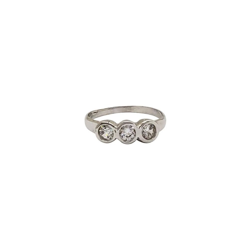 Baby CZ Three Stone Ring (14K)
