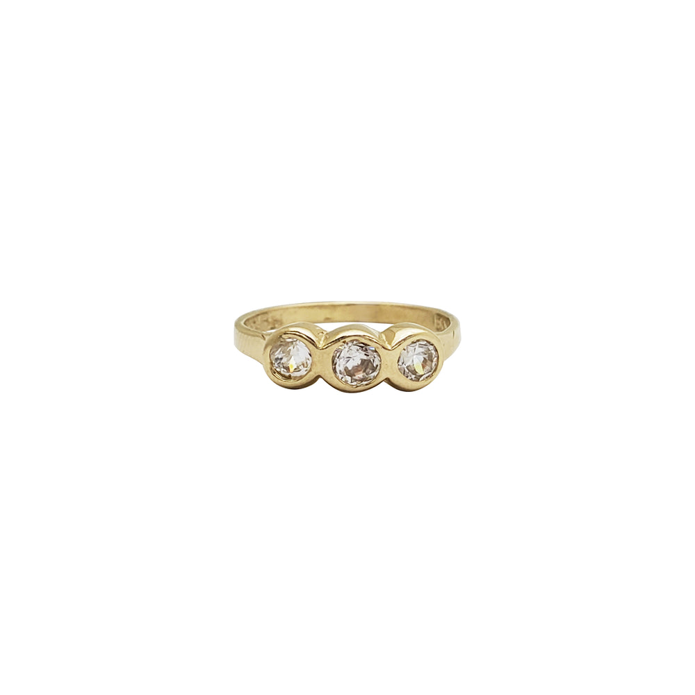 Baby CZ Three Stone Ring (14K)