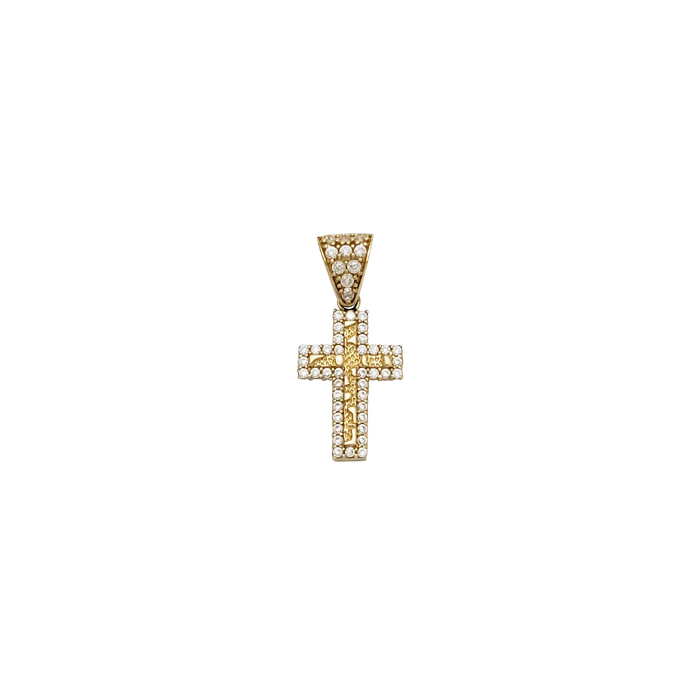 CZ Diamond-Cut Cross Pendant (14K)