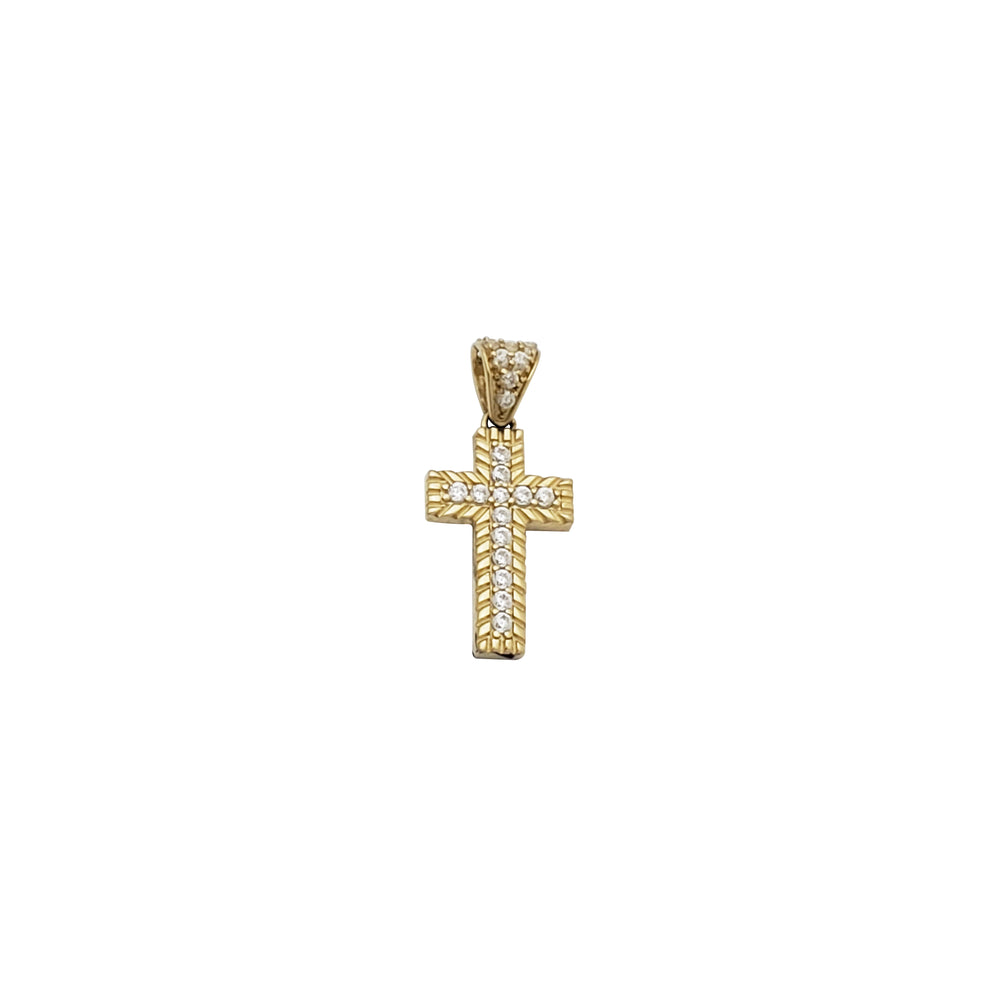 CZ Diamond-Cut Cross Pendant (14K)