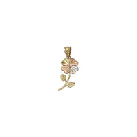 Tri-Color Four Leaf Clover Charm Diamond Cut Pendant (14K)
