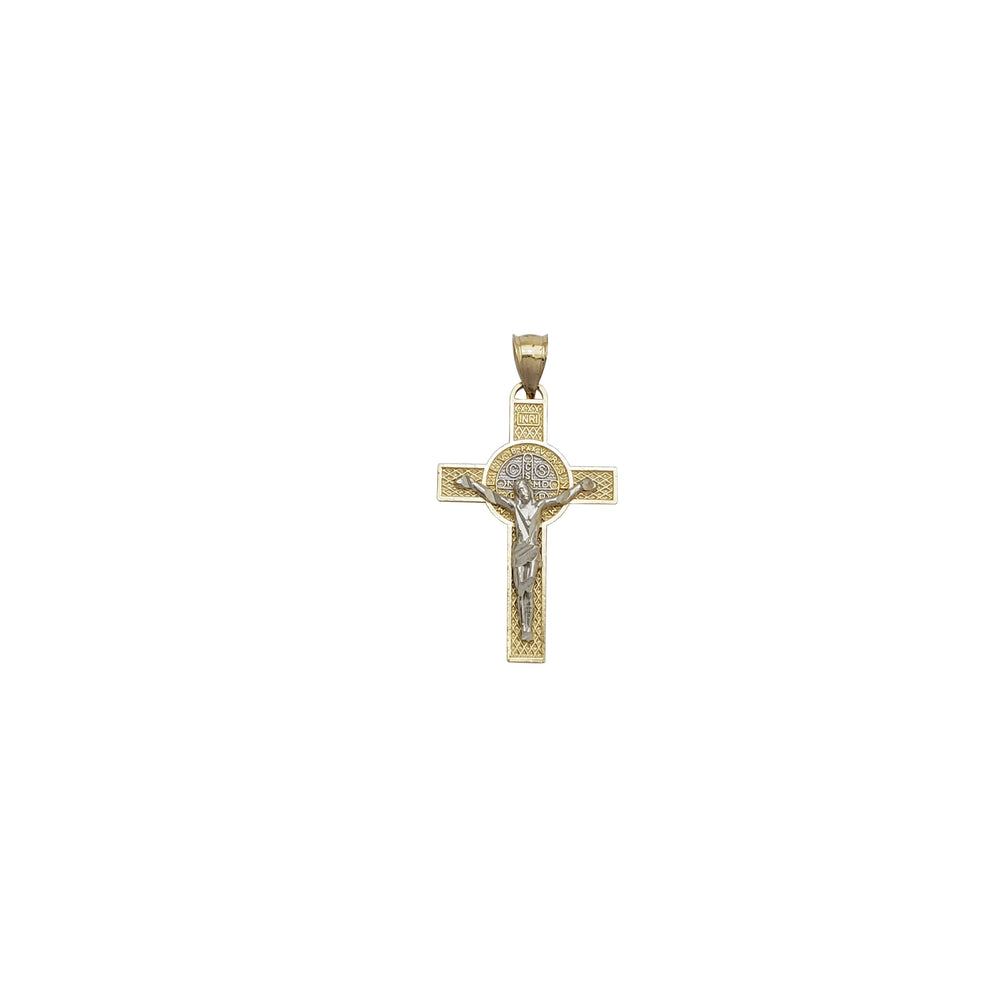 Two-Tone Diamond-Cut Cross Pendant (14K)