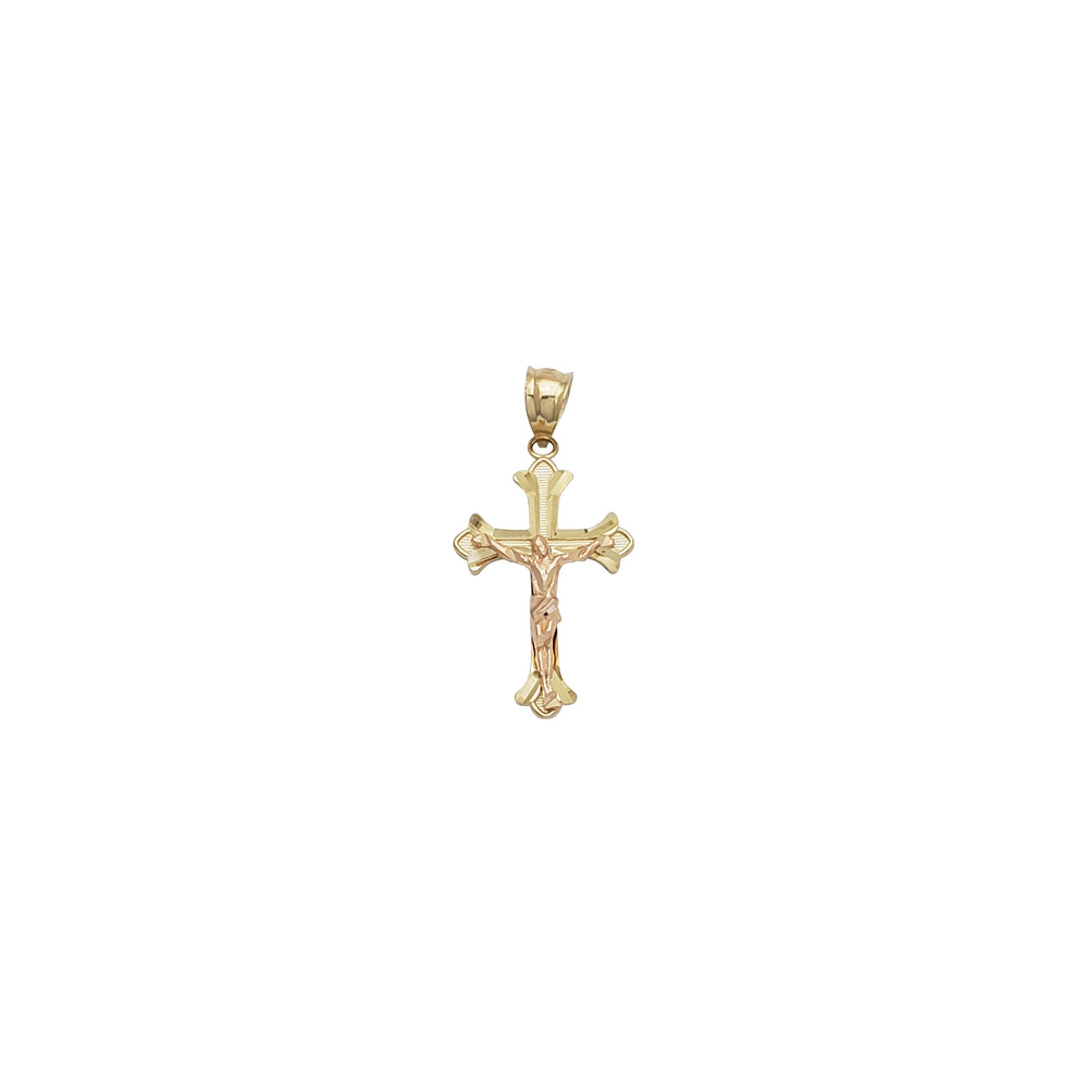 Two-Tone Diamond-Cut Cross Pendant (14K)