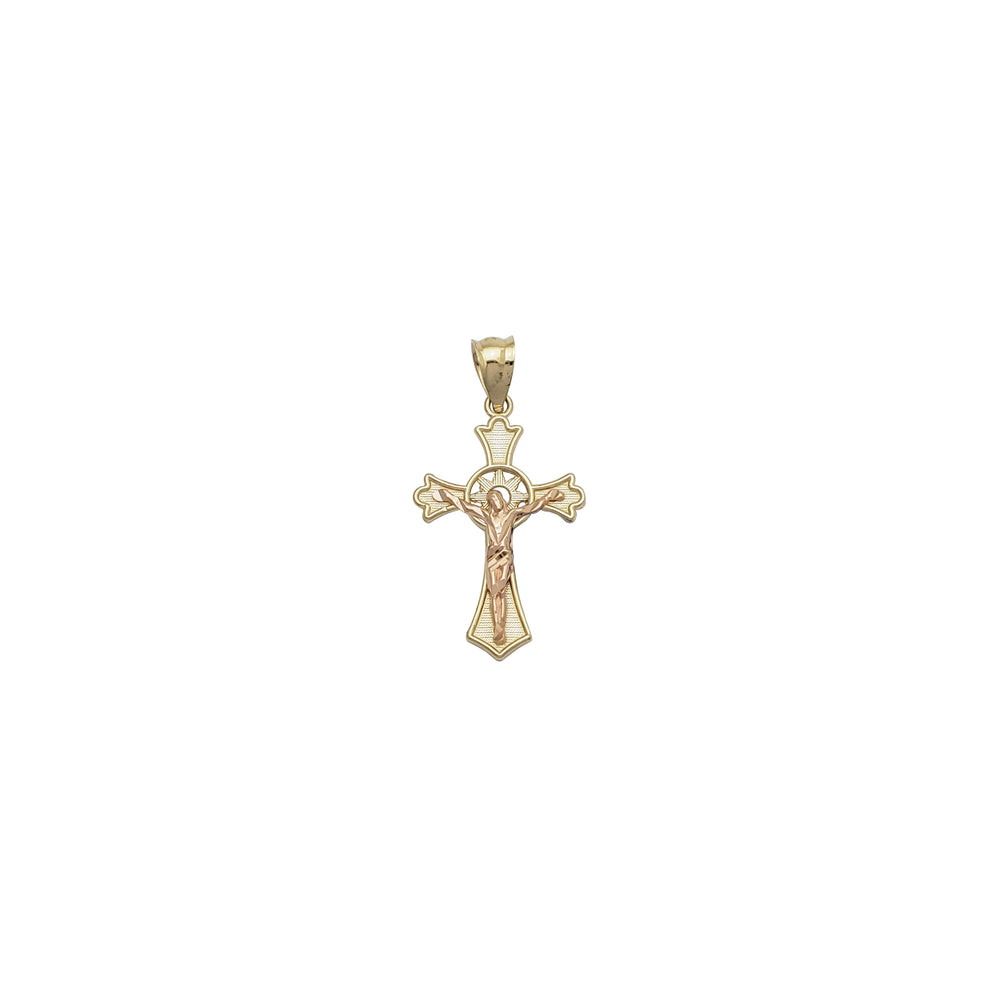 Two-Tone Diamond-Cut Cross Pendant (14K)