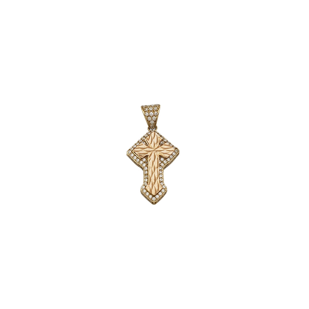 CZ Diamond-Cut Cross Pendant (14K)