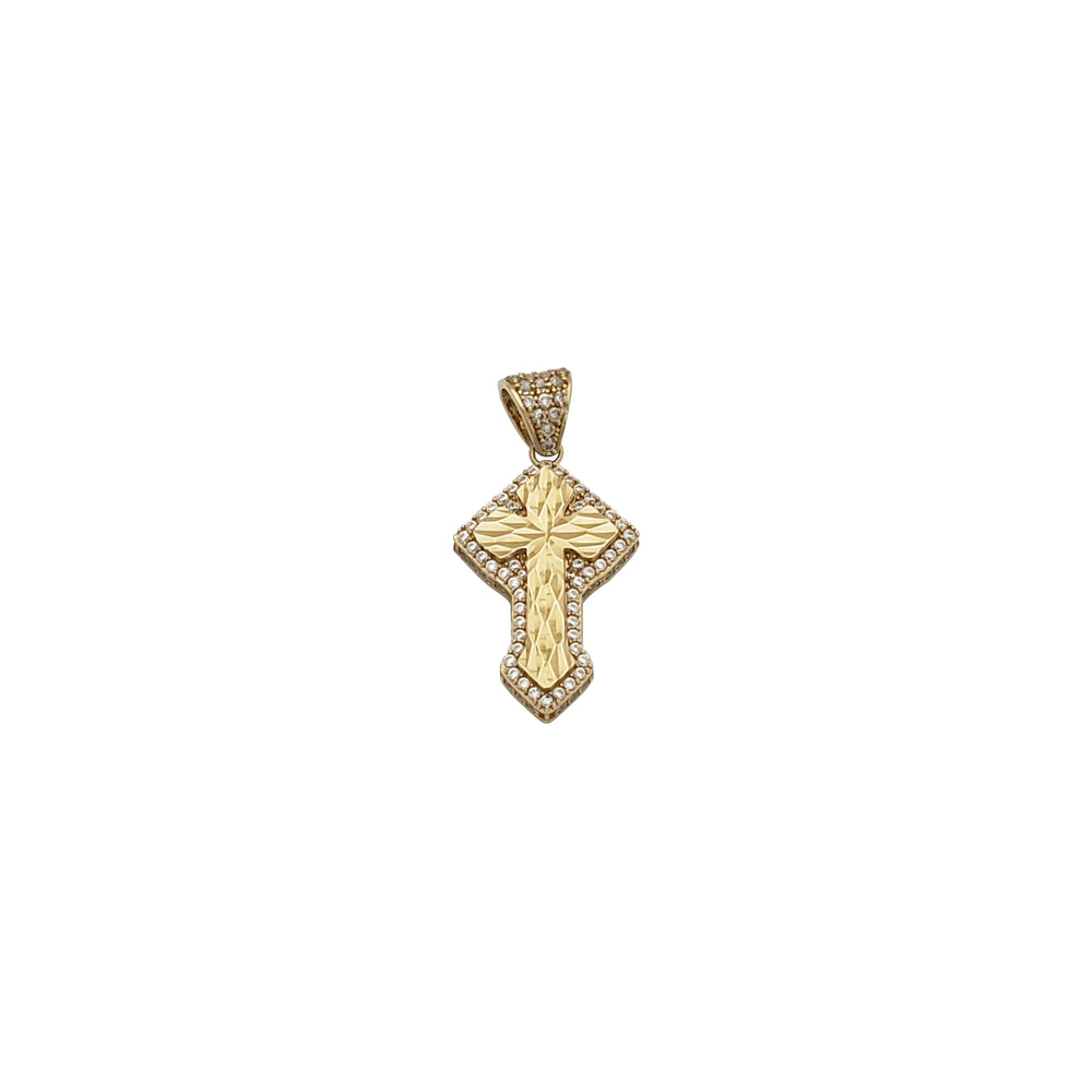 CZ Diamond-Cut Cross Pendant (14K)