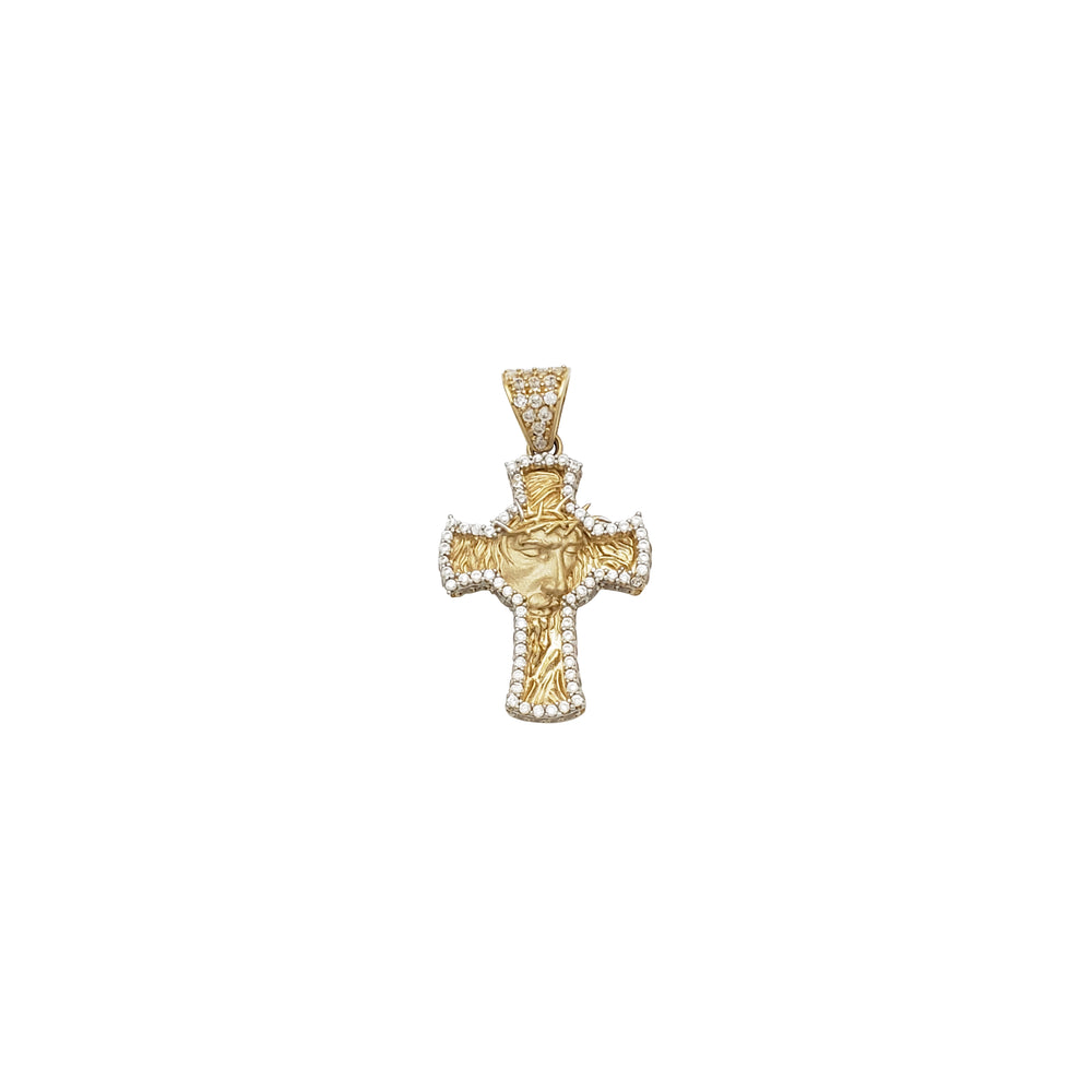 CZ "Gaze of Jesus" Cross Pendant (14K)