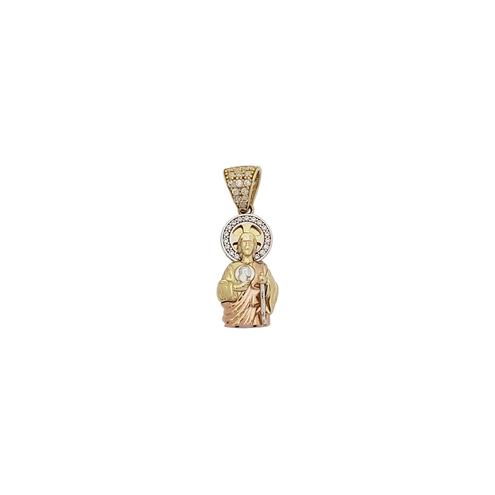 CZ Saint Jude Bust Pendant (14K)