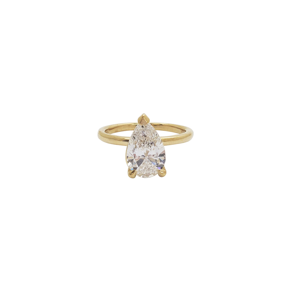 Pear Cut Solitaire Lab Grown Diamond Engagement Ring (14K)