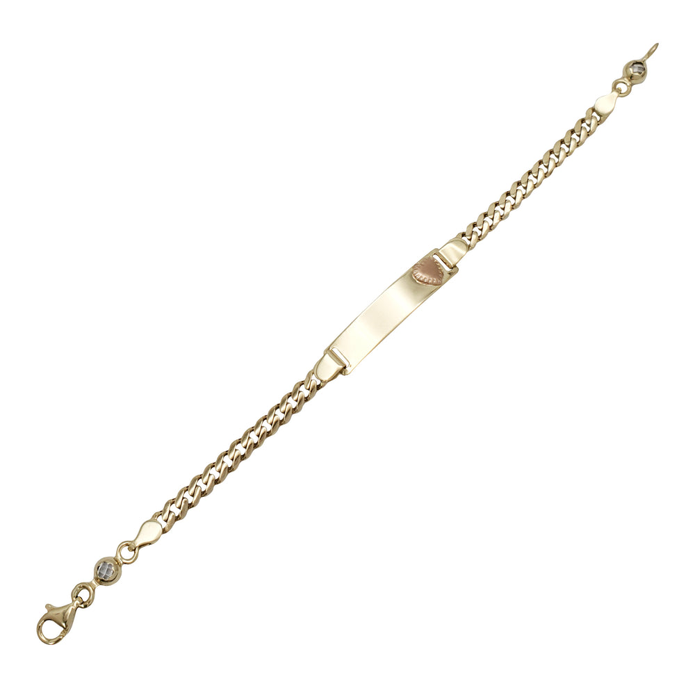 Zirconia Monaco Heart ID Bracelet (14K)