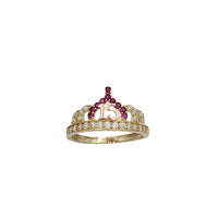 Red Zirconia 15 Years Birthday Crown Ring (14K)
