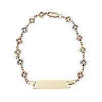 Tricolor Zirconia Flower BB ID Bracelet (14K)