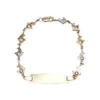 Tricolor Zirconia Dolphin BB ID Bracelet (14K)