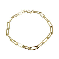 Lightweight Yellow Gold Paper Clip Bracelet (14K)