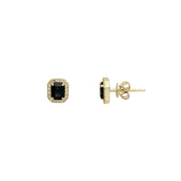 Diamond Cushion Cut Sapphire Stud Earrings (14K)