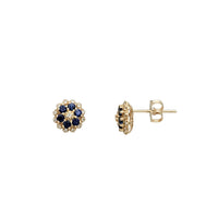 Diamond Flower Sapphire Stud Earrings (14K)
