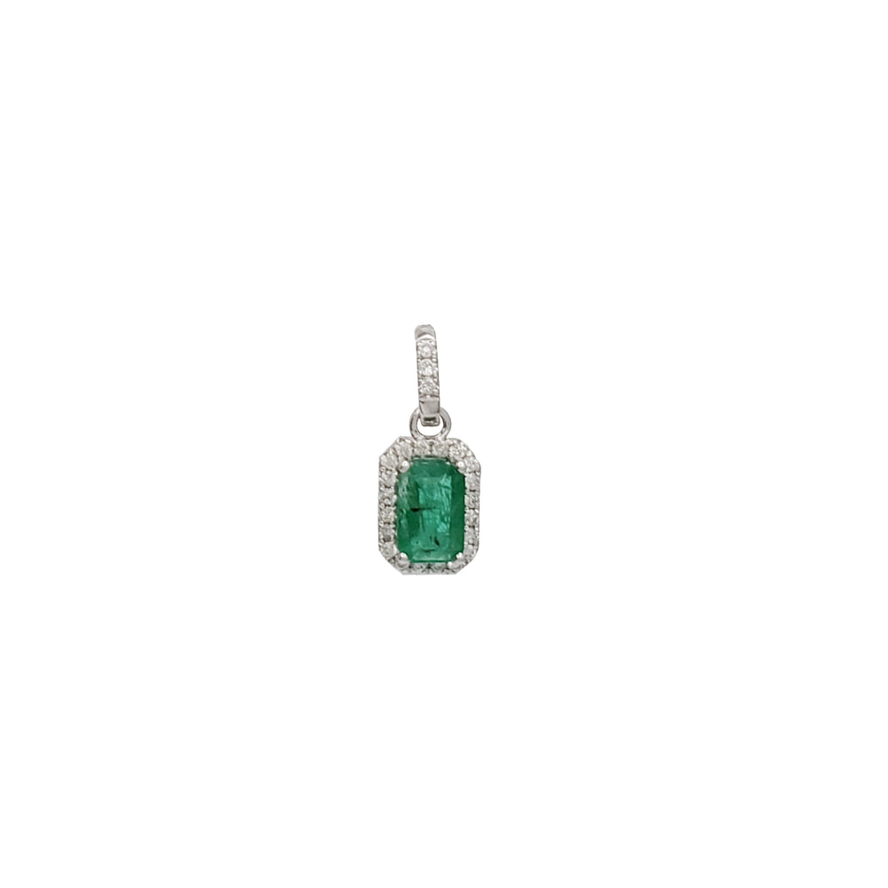 Natural Emerald Diamond Pendant (14K)