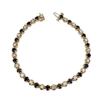 Four Prong Diamond Sapphire Tennis Bracelet (14K)