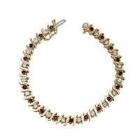 Swirl Link Diamond Ruby Tennis Bracelet (14K)