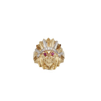 Two Tone Indian Chief Head CZ Ring (14K)