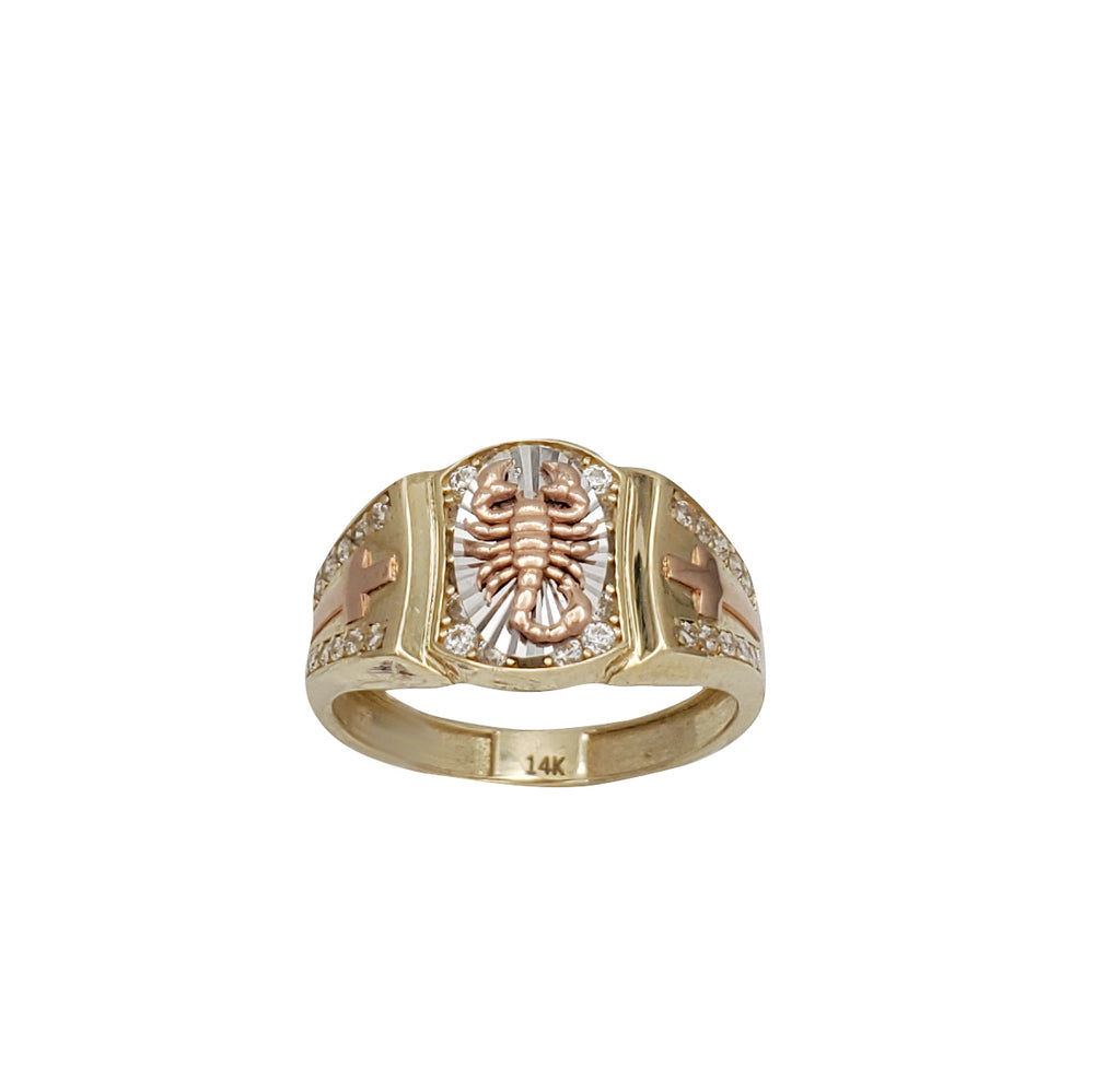 Two Tone Zirconia Scorpio Men Ring (14K)
