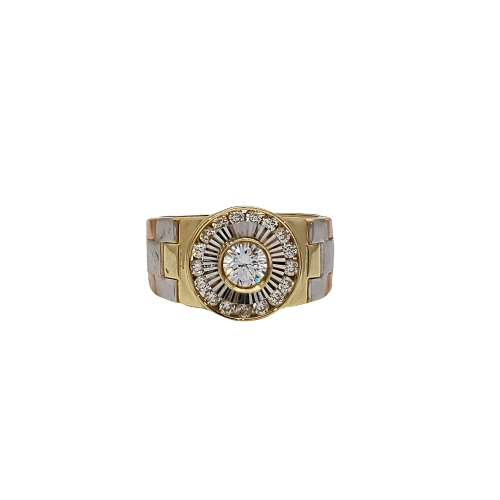 Tricolor Zirconia Flexible Watch Band Ring (14K)