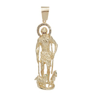 3D Diamond Ruby Emerald Saint Lazarus Pendant (14K)