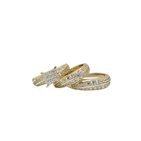 3 Pcs Set Square Zirconia Engagement/Wedding Ring (Yellow Silver)