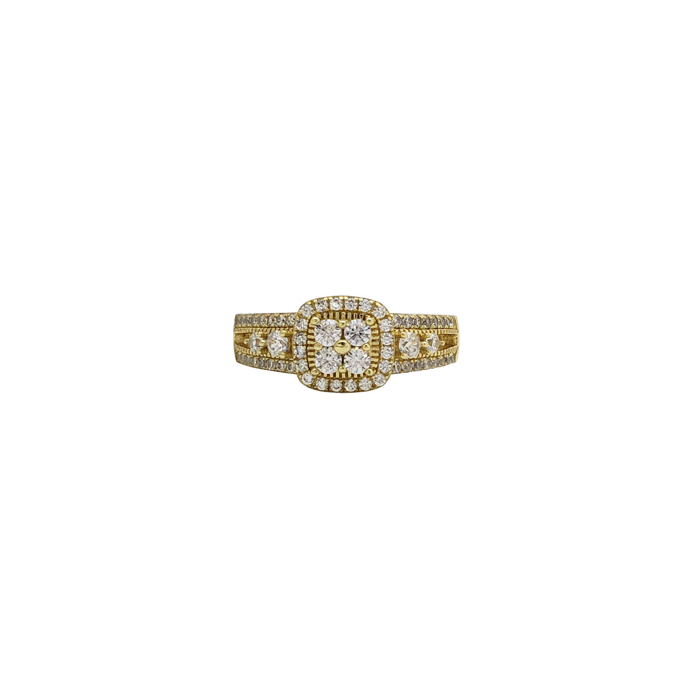 Zirconia Engagement Ring (Yellow Silver)