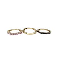 Blue & Pink Zirconia Connected 3-Piece Stack Ring (14K)